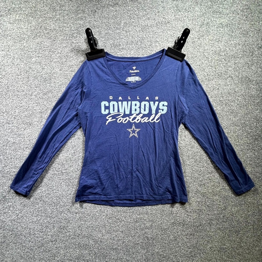 NFL Dallas Cowboys Fanatics Shirt Womens Medium Blue Football Graphic V-Neck